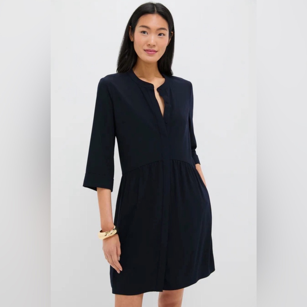 TUCKERNUCK Navy Crepe Royal Shirt Dress | Size L